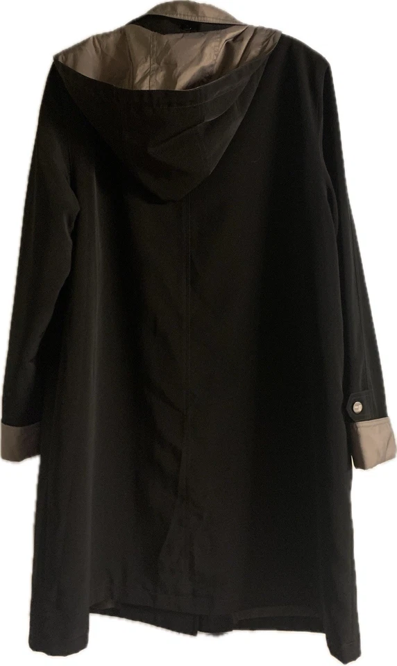 Abrigo de lluvia East 5th para mujer grande trinchera negro marrón forrado 5 bolsillos cierre de botones Foto 2 de 4