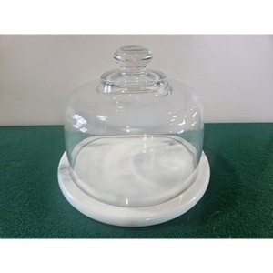 Vintage Gray Marble Cloche Cheese Dome