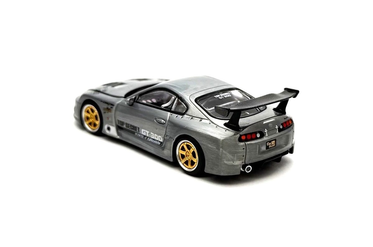 Pop Race 1:64 Top Secret GT300 Supra (A80) Raw Metal HK ToyCar