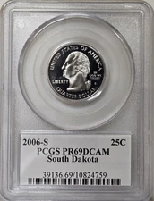 2006-S 25C PCGS PR69DCAM - Clad South Dakota Quarter