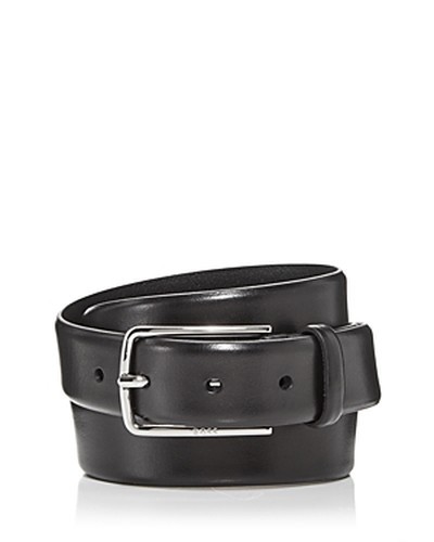 Boss Chuck Leather Belt Mens 40 Black Solid Single Prong Buckle Closure 8490₽