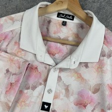 Bad Birdie Polo Shirt Mens 2XL Pink Floral Short Sleeve Golf Performance Stretch