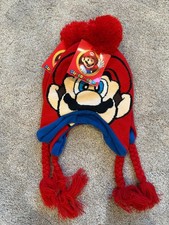 Official Nintendo Super Mario Brothers Winter Red Laplander Beanie Hat - NWT