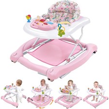 Foldable Baby 5 in 1 Activity Walker Rocker Bouncer Pink