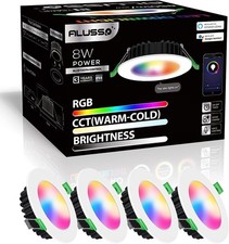 Smart Downlights Alexa, 8W IP44 Dimmable RGB Downlight Smart CCT 3000-5700K Blu