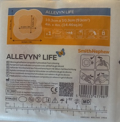 Smith Nephew Allevyn Life 4x4 Silicone Foam Dressing 66801067  Lot of 8