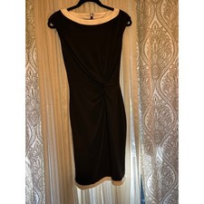 Lauren Ralph Lauren Black & White Knee-Length Dress | Asymmetrical Ruched Waist