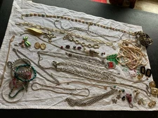 Jewelry Lot Parts Repair Crafts Some Wearable Mixed Lot Some Old Chains Charms