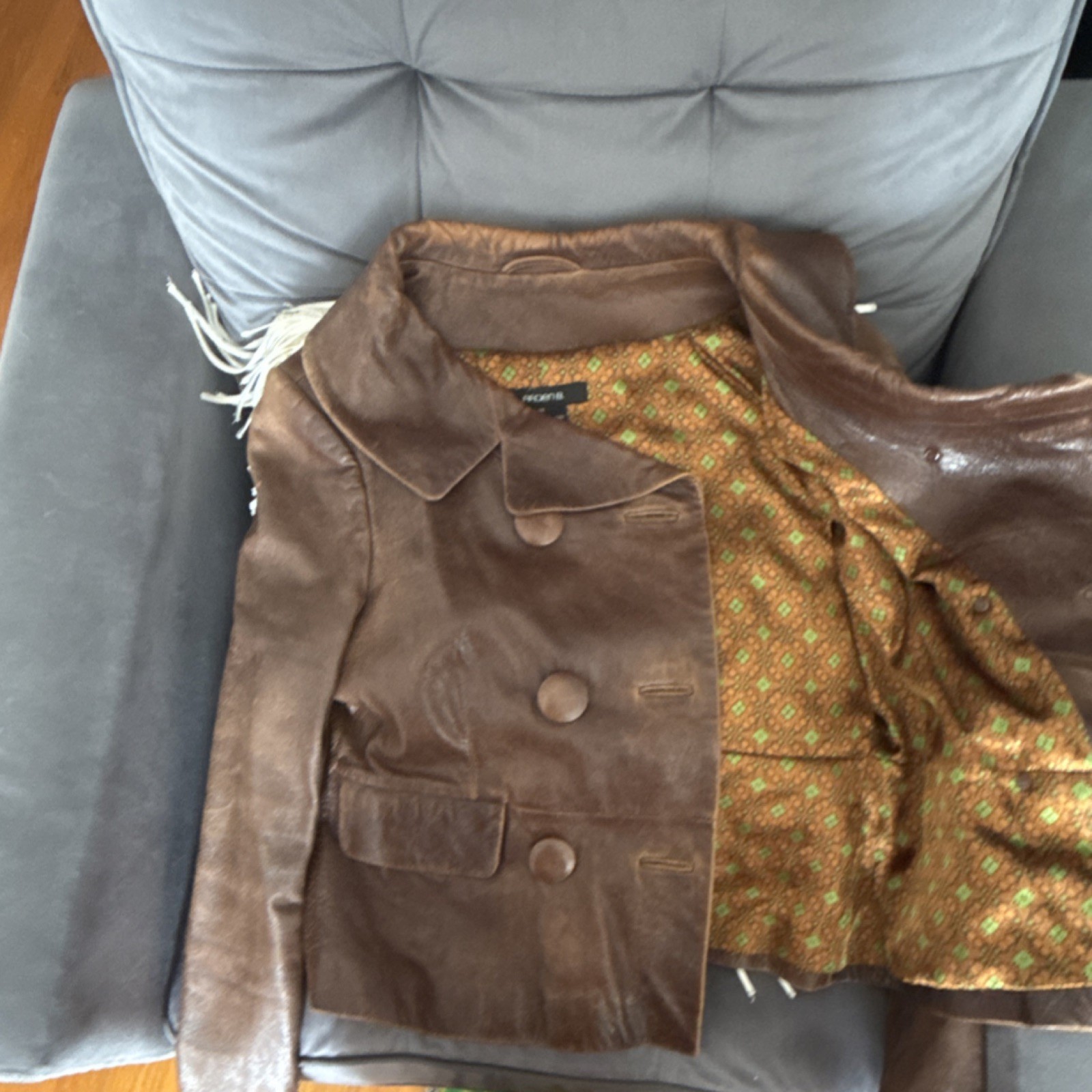 Arden B. Brown Collared Button Front Lined Leathe… - image 9