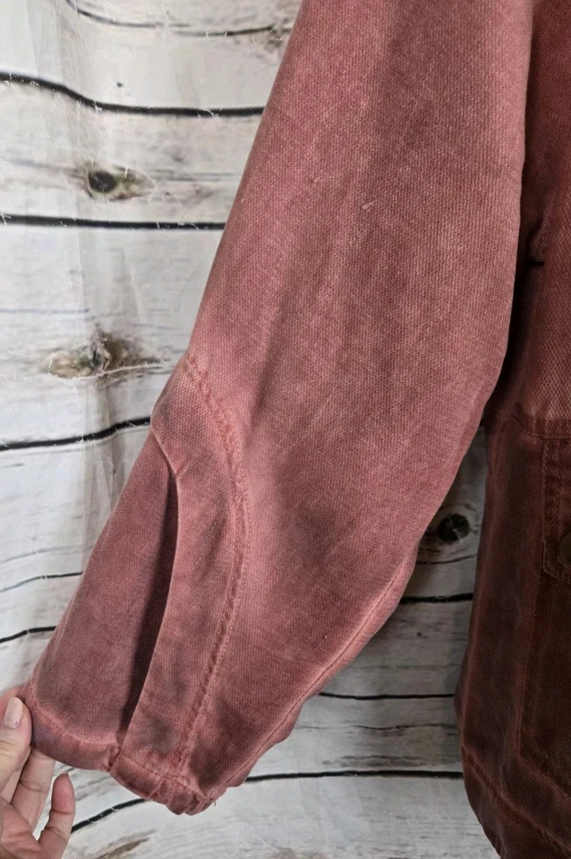 Chaqueta Tencel XCVI roja oxidada grande para mujer cremallera completa ojales utilitarios Foto 4 de 4