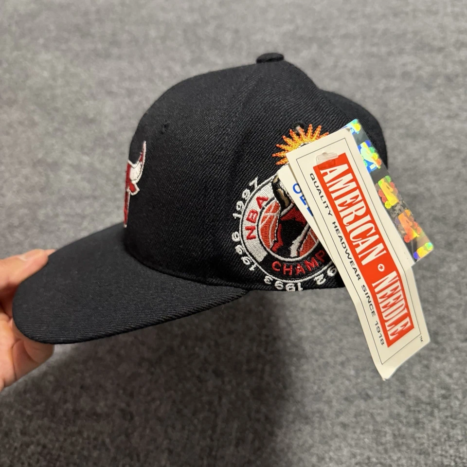 Vintage Chicago Bulls SnapBack American Needle 6 Ring Championship Hat Cap NBA - Image 2 of 4