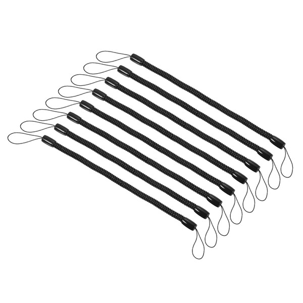 SchlüSselband Mit Spiralfeder,Aus Kunststoff,Einziehbar,8 Zoll,8 StüCk,Schwarz-image