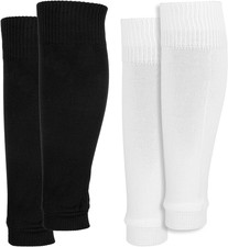 2 Pairs Shin Guard Sleeves, Pre Cut Soccer Sleeve Socks Football Basketball Leg
