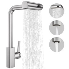 BESy Waterfall Kitchen Tap with Pull Out Spray 3 Function Waterfall Sink Mixer
