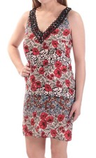 B DARLIN Womens Shift Above The Knee Dress Red Sleeveless V Neck Floral Juniors