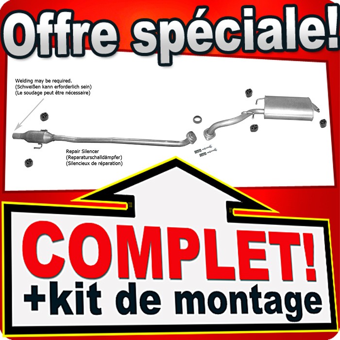 Silencieux échappement TOYOTA COROLLA VERSO 1.6 1.8 essence de 2004 à 2009 pot arrière