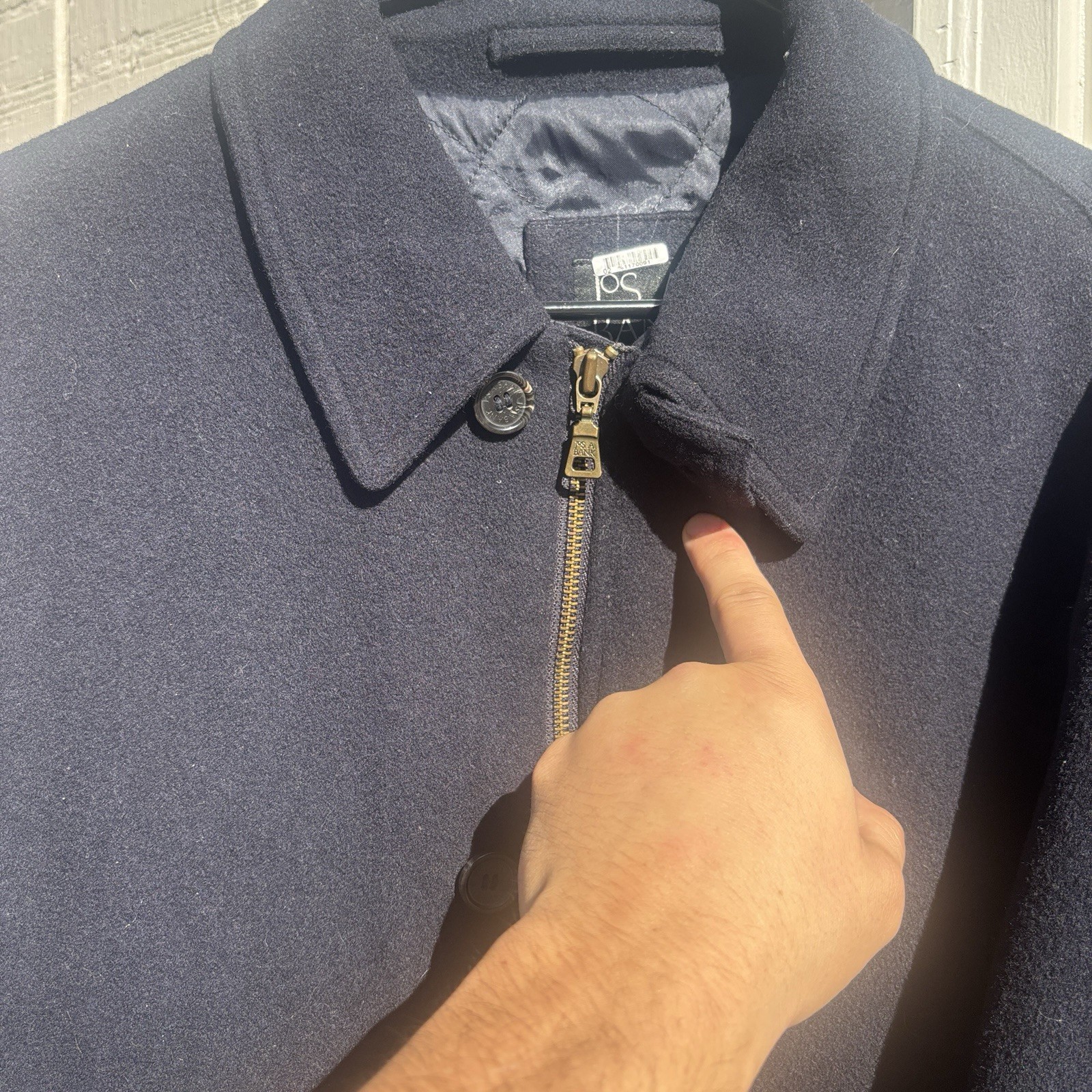 Jos A Bank Mens M Wool Cashmere Blend Quilted Bomber Jacket Dark Navy - second product detail image