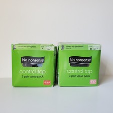 6 Pair No nonsense Control Top Pantyhose Size B Off Black Sheer Toe Nylons