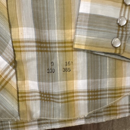 Vtg 50s H BAR C Western Ranchwear Plaid Shirt Sz 16.5 DEADSTOCK NWOT - Picture 3 of 12