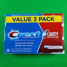 Crest CAVITY PROTECTION Fluoride Toothpaste Regular Paste 5.7oz Ea, VALUE 3 PACK