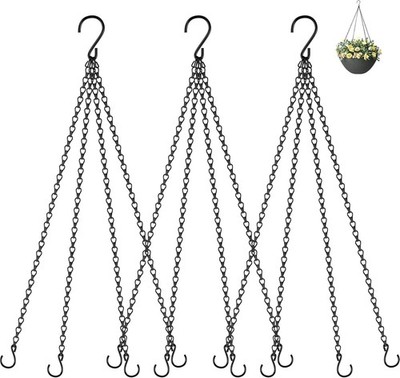 3 Pack 23 Inch Hanging Basket Chains with Hooks for Flower Pots