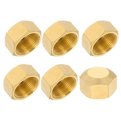 6Pcs 5/8'' Brass Compression Cap Stop Valve Cap Hex Thread Pipe Fitting Tubing