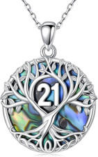 Birthday Gifts Necklace for Women 925 Sterling Silver Tree of Life Abalone Shell