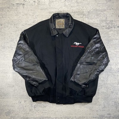 Vintage 90s Saxon Leather Ford Mustang Leather Wool Jacket Embroidered Men s XXL