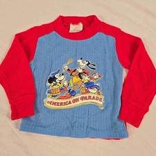 Vintage Disney America On Parade Kids Shirt Pajama Top Size 2 Puff Graphic