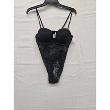 Auden Womens Black Lace Underwire Bodysuit Lingerie Thong 023 10 3083 Size M