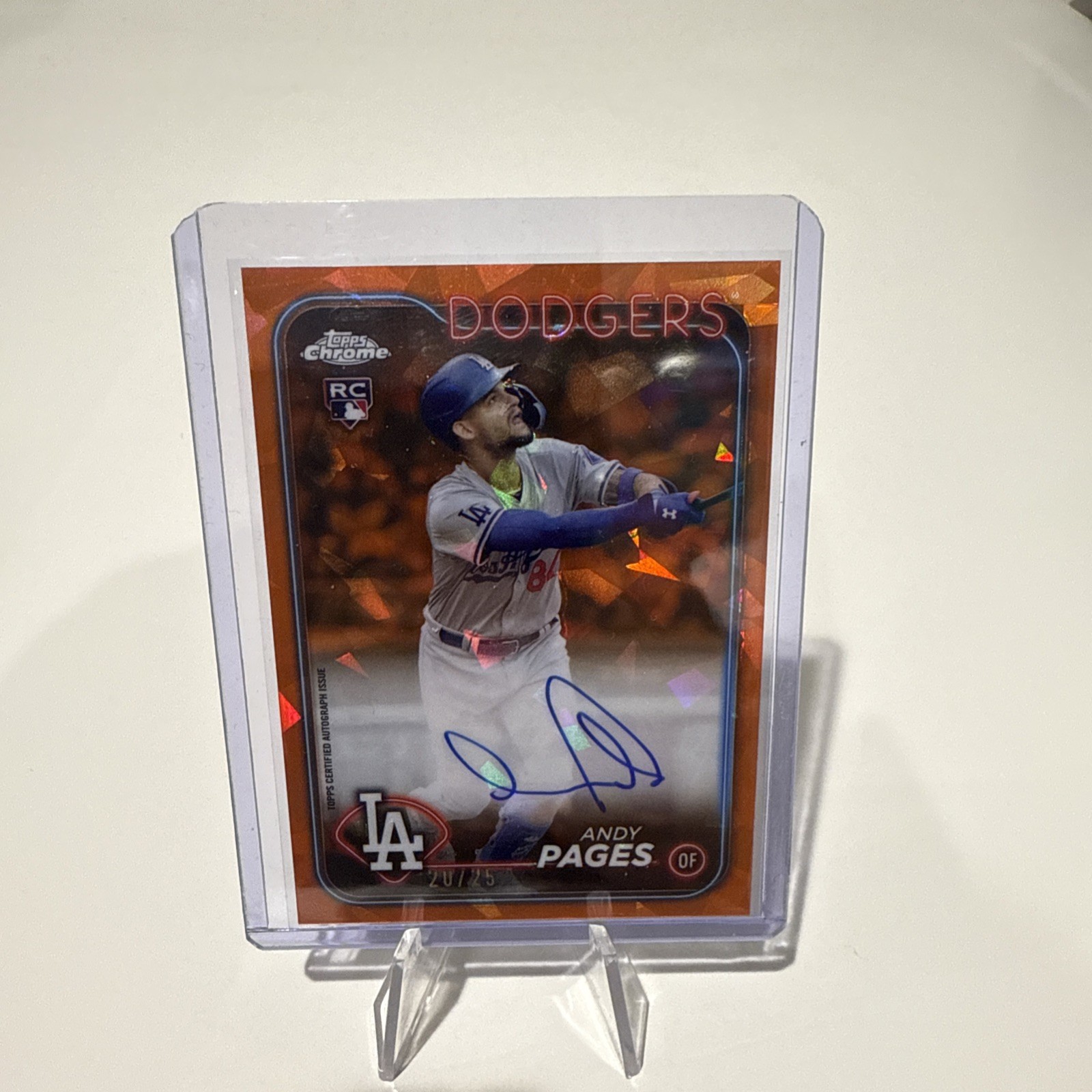 Andy Pages 2024 Topps Chrome Update Sapphire Rookie Orange Auto /25
