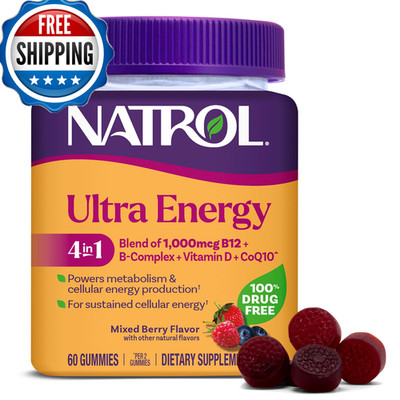 Natrol Ultra Energy 4-In-1 Blend 1000Mcg B12 Vitamin B Complex Vitamin D Coq10