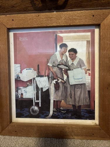 MORNING AFTER THE WEDDING BRIDAL SUITE Cleaning Women Norman Rockwell 15x14