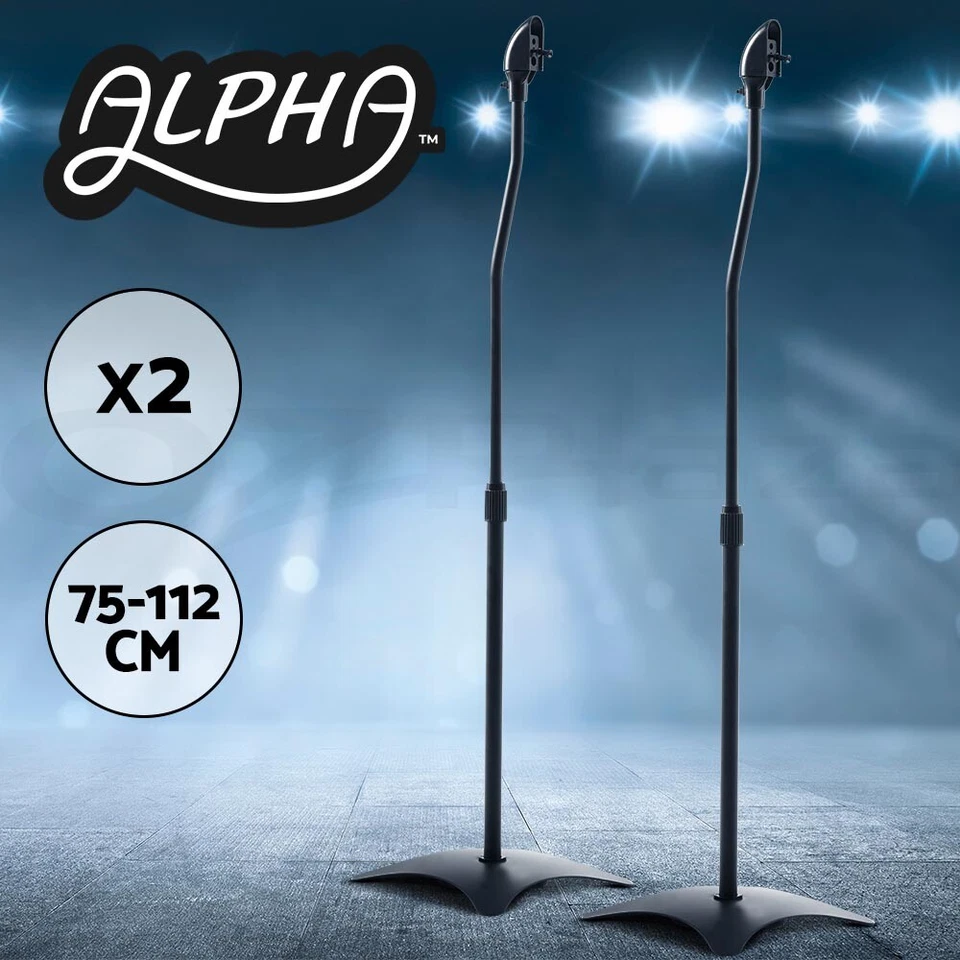 Alpha Speaker Stand 75-112cm Adjustable Height Surround Sound Studio Home 2pcs