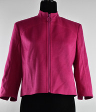 AKRIS Punto Size 6 Wool Angora Hot Magenta Pink Zip Up Jacket Blazer High Collar