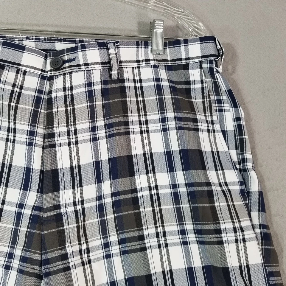 Haggar Cool 18 Pro Bermudas Pantalones Cortos Hombre 38x9.5 Blanco Cuadros Comodidad Cintura Preppy Foto 3 de 4