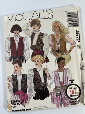 McCalls 4572 Vintage Sewing Pattern Womens Size 10 12