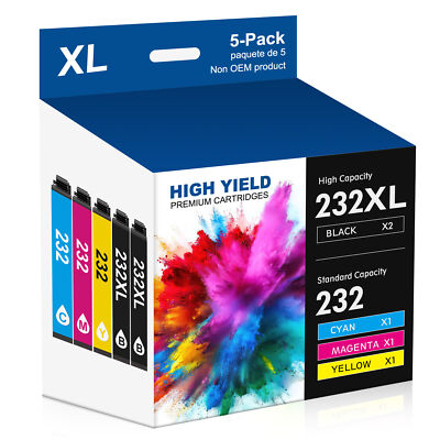 5PK 232 XL 232XL Ink Cartridges for Epson 232XL WF-2930 WF-2950 XP-4200 XP-4205