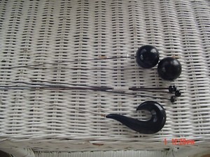 7 -Vintage Hat Pins Mourning Black Question Mark, Lg. Balls, Sm. Dots 8-10"