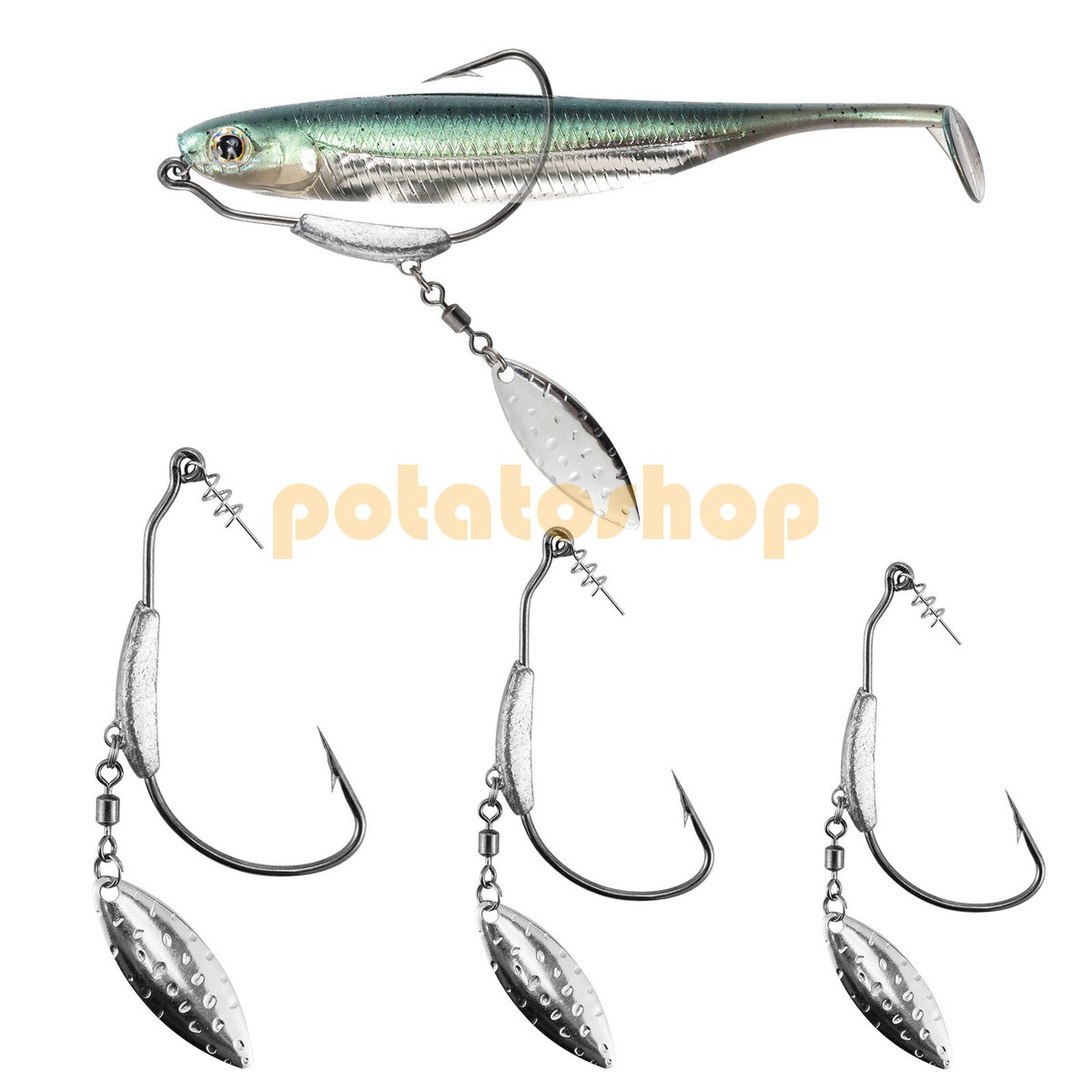 Weighted Swimbait Hooks With Spinner Blades & Twistlock - Weedless Jig Heads For Soft Plastic Baits | Saltwater & Freshwater Fishing - View #7