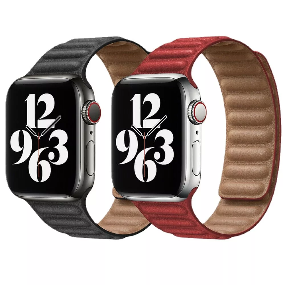 For Apple Watch Leather Link Magnetic Strap Band Ultra 49mm Series