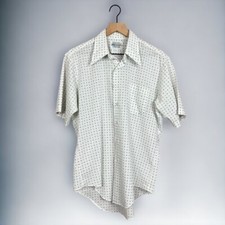 Kmart Vintage 70s Short Sleeve Blue Tan Patterned Button Down Shirt