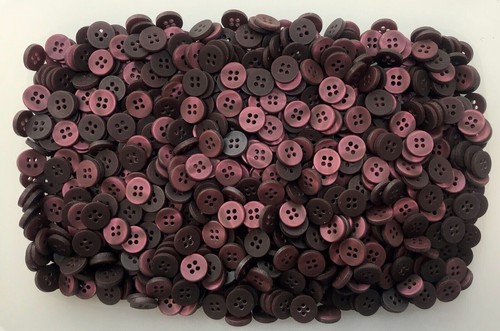 Buttons 11mm 18L Mid Burgundy Bordeaux Red Wine Pearlescent Small 4 Hole (Z150) - Picture 20 of 24