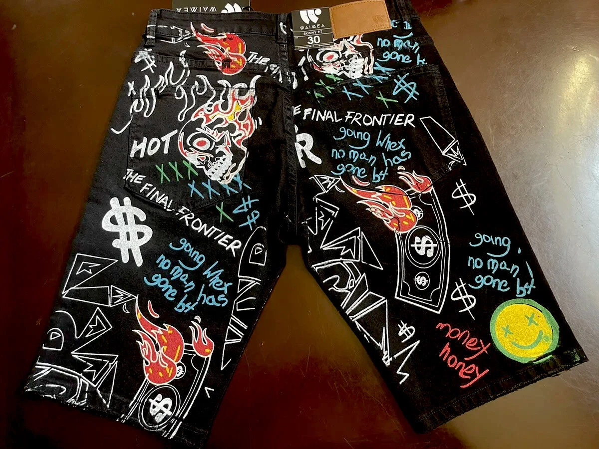 Black graffiti jeans 2025