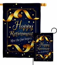 Retirement Fun Begins Garden Flag Celebration Decorative Gift Yard House Banner