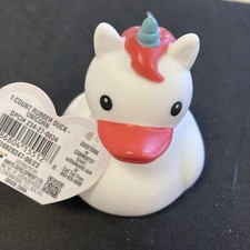 Unicorn Rubber Duck With Blue Horn and Pink Tail