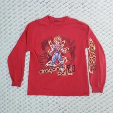 Vtg Dragon Ball Z Y2K Goku Vegeta Super Saiyan Graphic Long Sleeve T Shirt Small