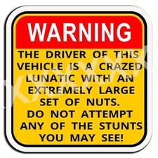 Funny Warning Atv Bike Jeep Quad 4x4 Sticker Decal Lunatic Stunt Driver Car