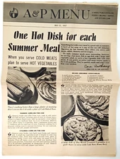 Depression Era Weekly Publication A & P Menu July 22 1937 Grocery Store Ad Rare