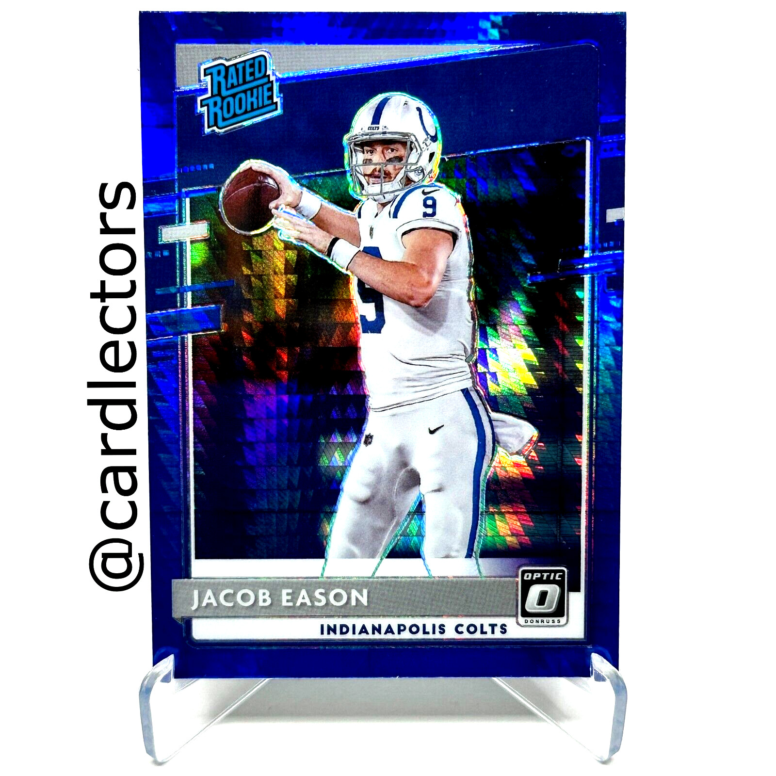 2020 Panini Donruss Optic JACOB EASON #162 Rated Rookie Blue Hyper PRIZM COLTS